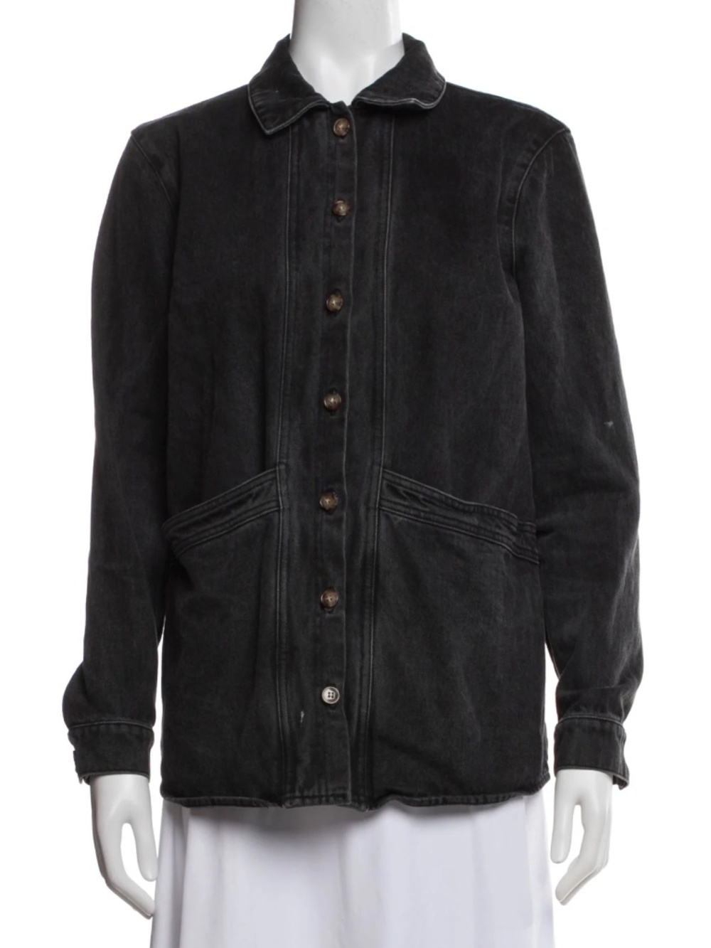 Sézane Will Forever Jacket Washed Black Denim Small